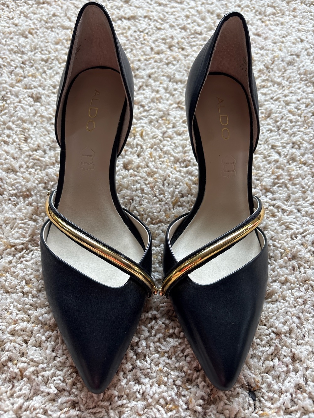 Aldo Hogsed-97 Black and Gold Heels Sz 7.5 EU 38